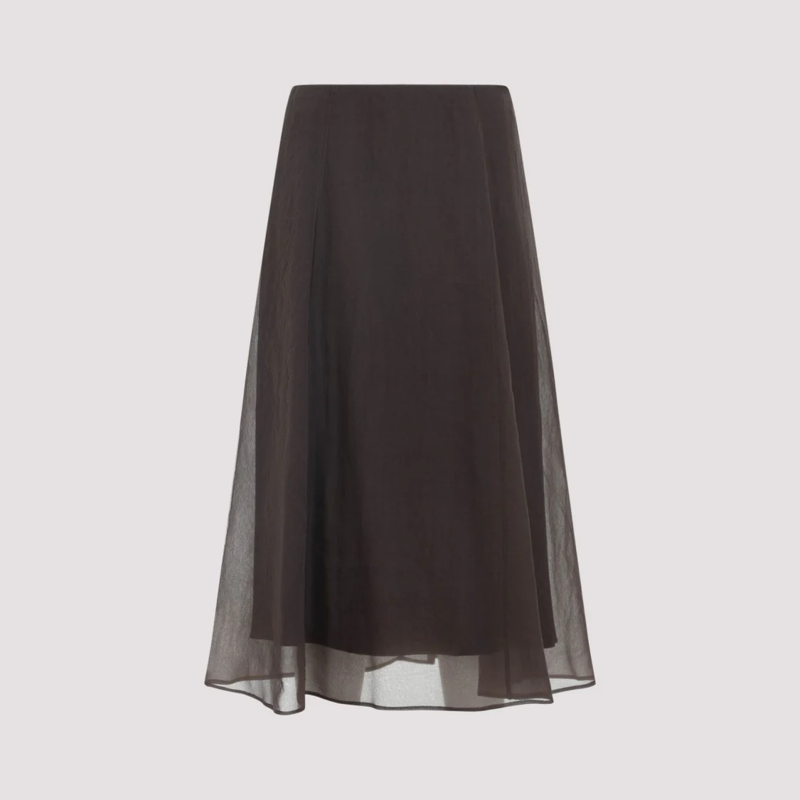 Dark Chocolate Silk Midi Skirt
