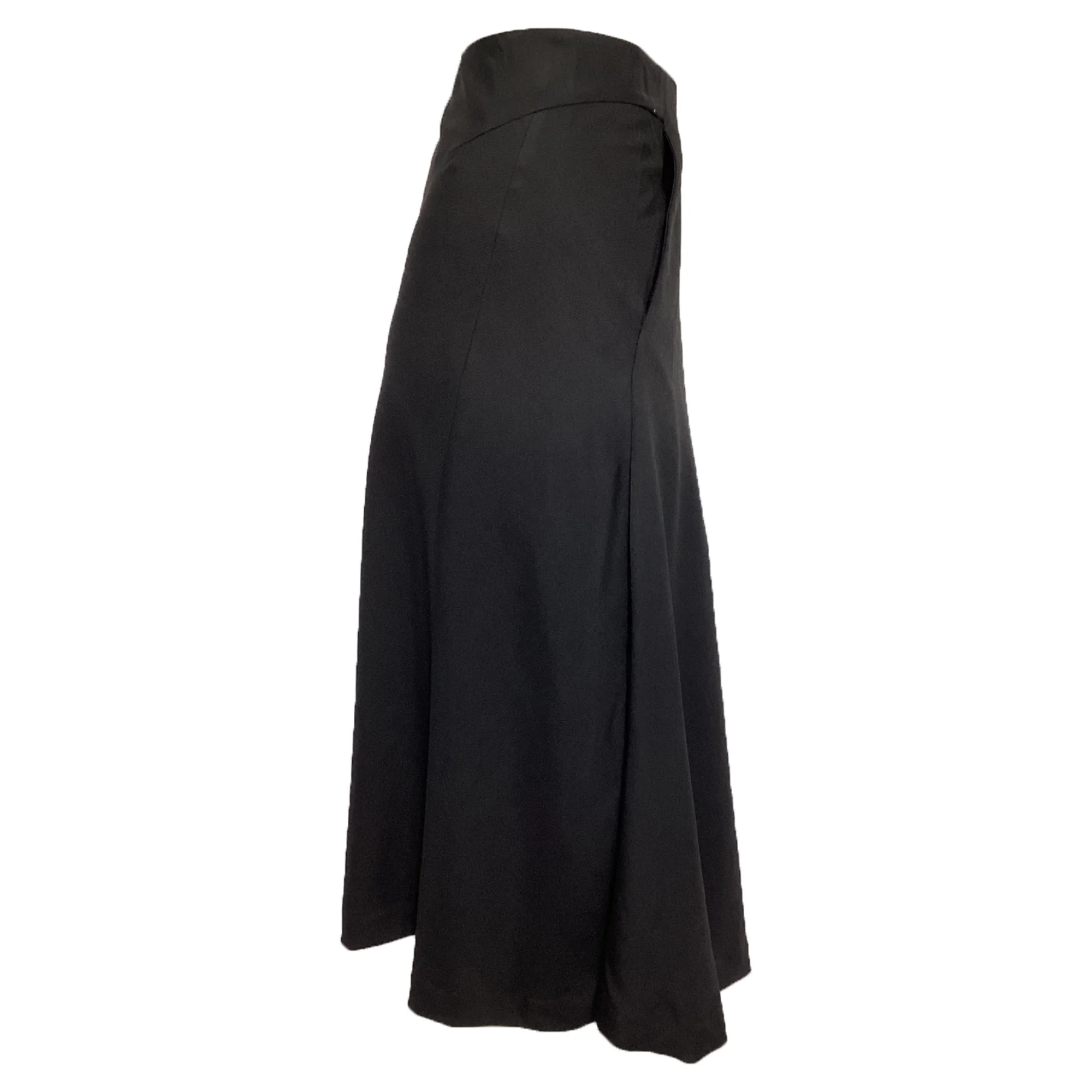 Theory Asymmetric Midi Skirt in Black Cotton