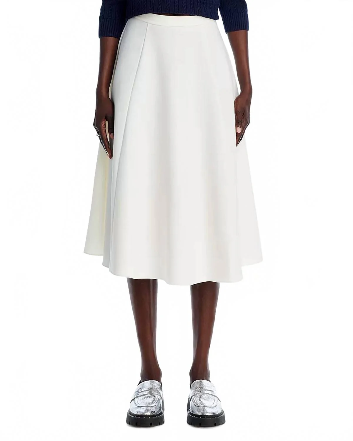 Full Round Midi Skirt In Ivory