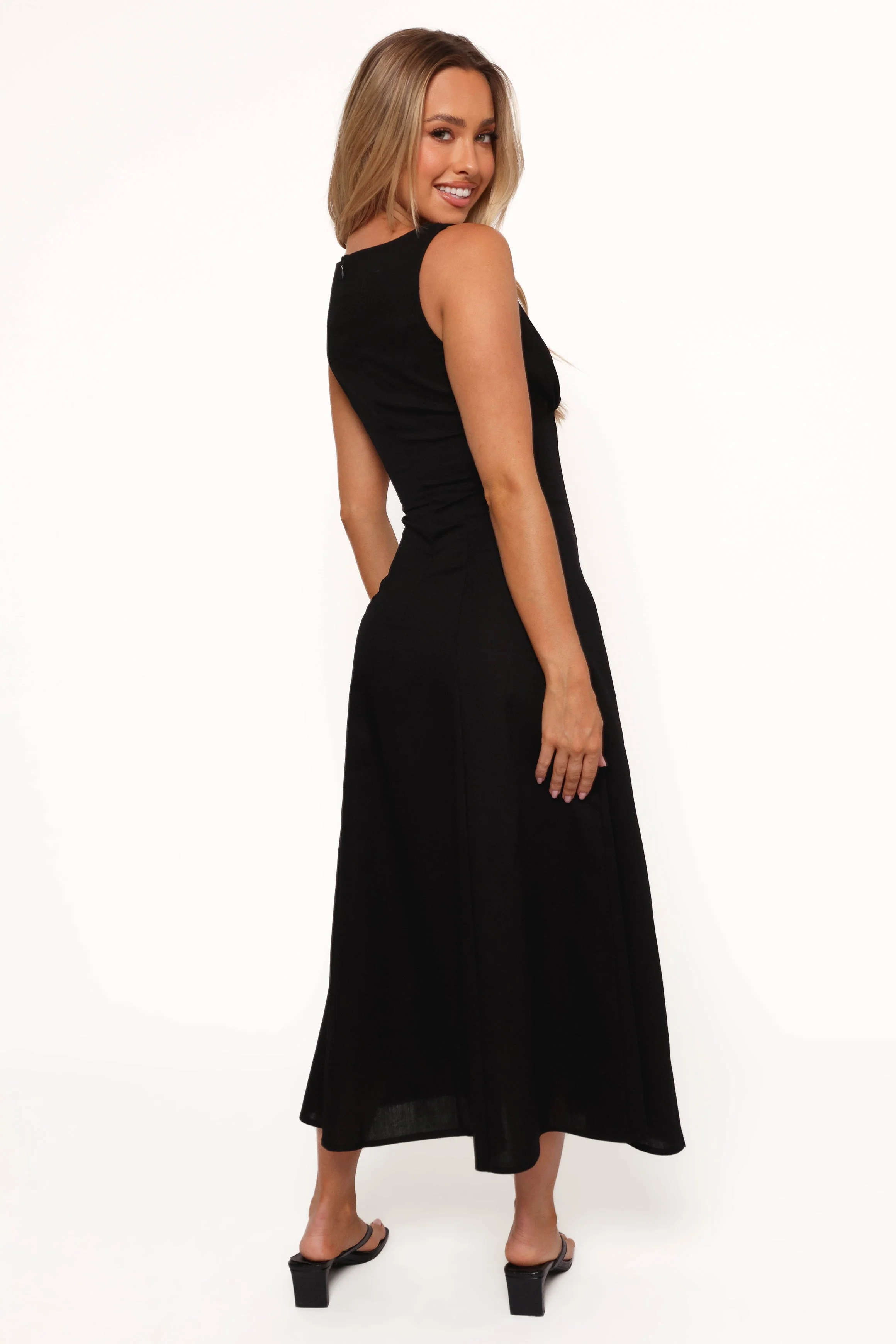 Barbara Midi Button Down Dress - Black