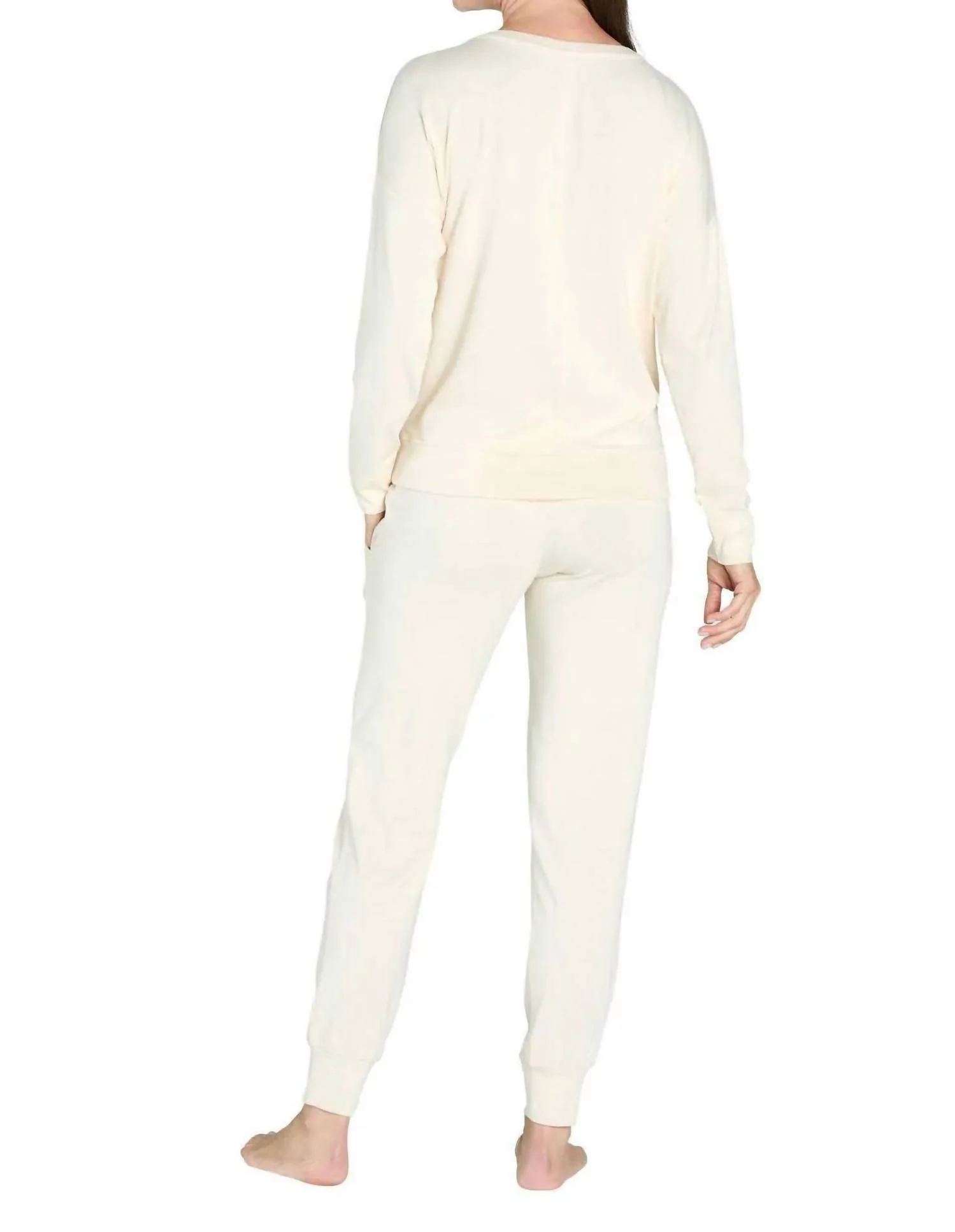 Laguna Relaxed Long Sleeve Loungewear Set In Almond