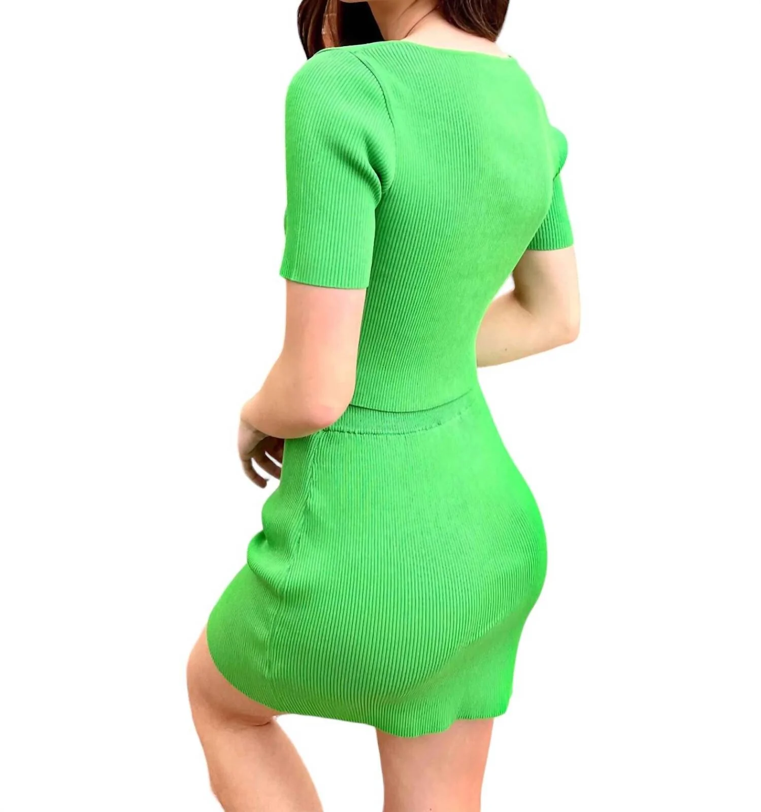 Knitted Mini Skirt In Green