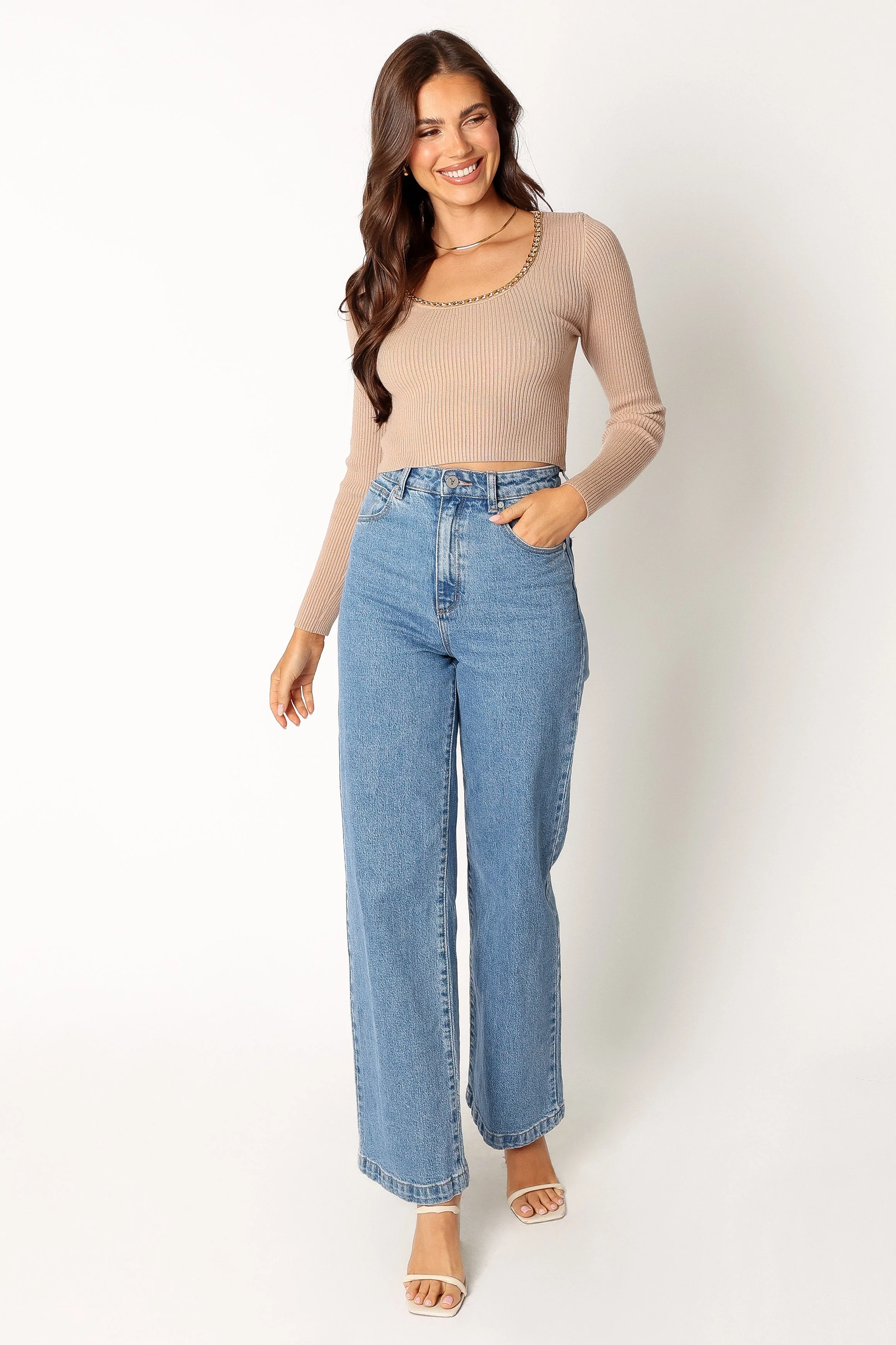 Wells Long Sleeve Knit Top - Taupe