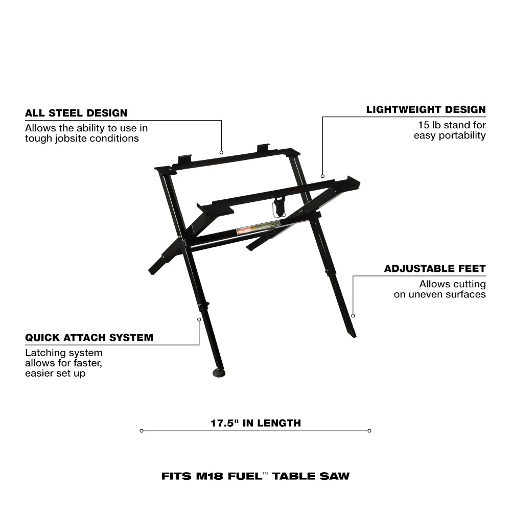 Support de scie circulaire à table compact et pliable en acier robuste noir Milwaukee 48-08-0561