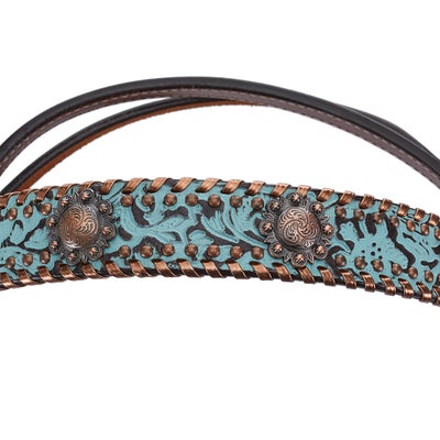 Circle Y Exotic Turquoise Metallic Browband Headstall