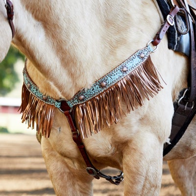 Circle Y Exotic Turquoise Metallic Breast Collar