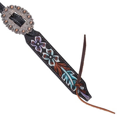 Circle Y Purple Teal Flower Browband Headstall