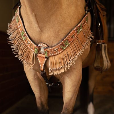 Rodeo Quincy Cactus Steer Breast Collar With Fringe
