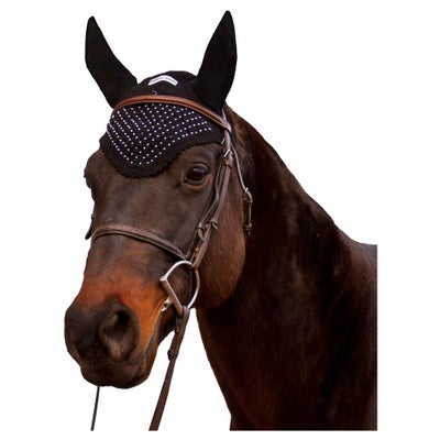 Equine Couture Fly Bonnet/Ear Net Riding Hood-Studs