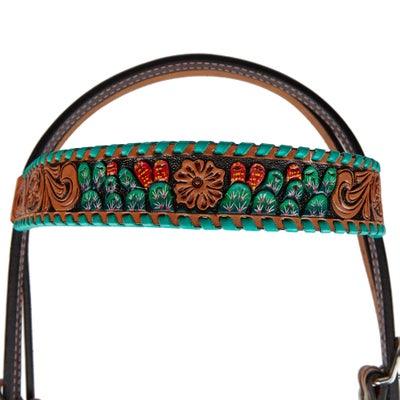 Rafter T Browband Headstall/Bridle- Painted Cactus