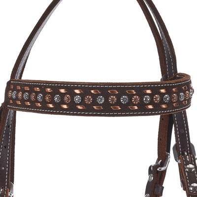 Circle Y Copper Buckstitch Browband Headstall