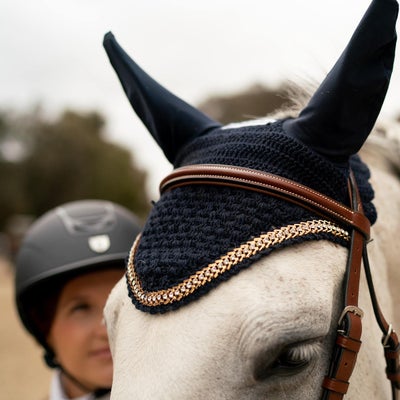 Equine Couture Fly Bonnet Ear Net Hood -Lurex Rope