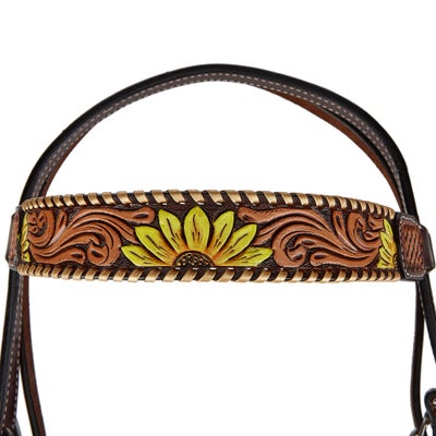 Rafter T Browband Headstall/Bridle- Painted Sunflower
