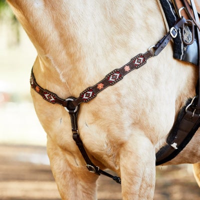 Circle Y Chocolate Roughout Beaded Breast Collar