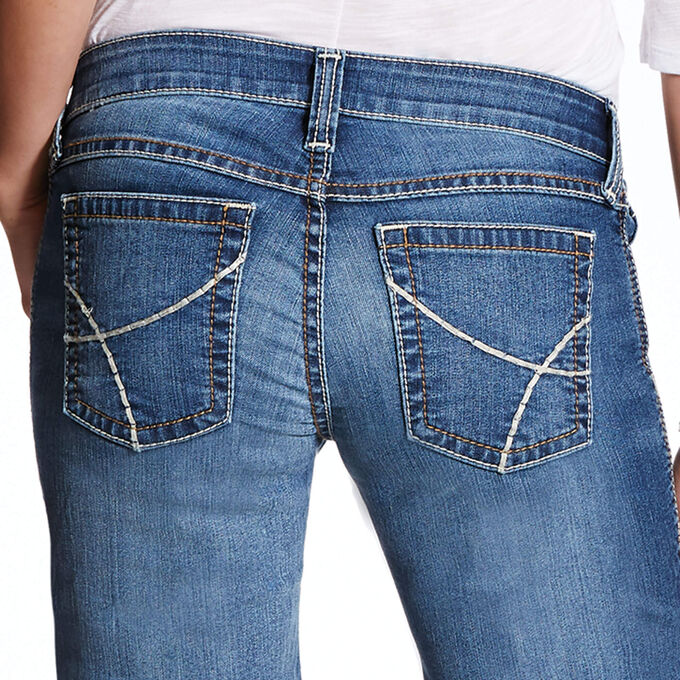 Trouser Mid Rise Stretch Baseball Stitch Wide Leg Jean