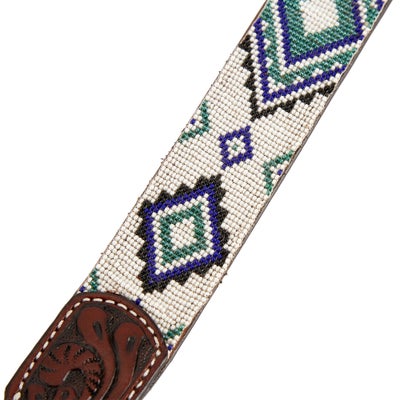 Circle Y Beaded Western Breast Collar White/Blue