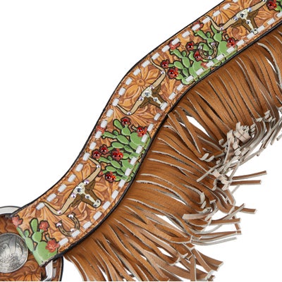 Rodeo Quincy Cactus Steer Breast Collar With Fringe