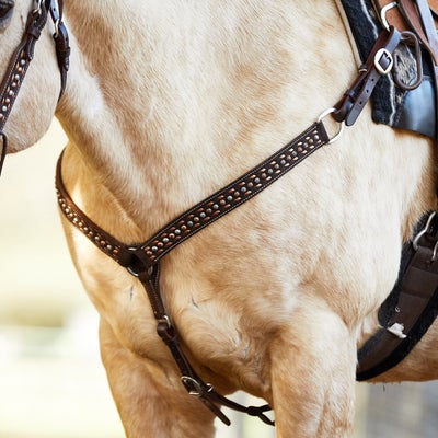 Circle Y Choc. Roughout Copper Buckstitch Breast Collar