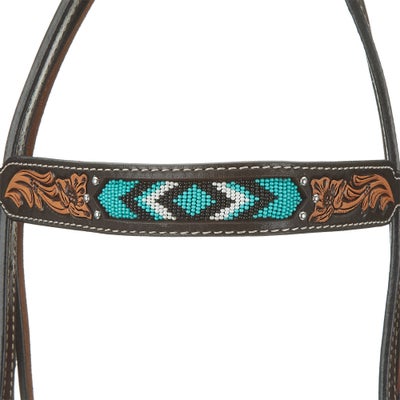 Weaver Turquoise Beaded Browband Headstall