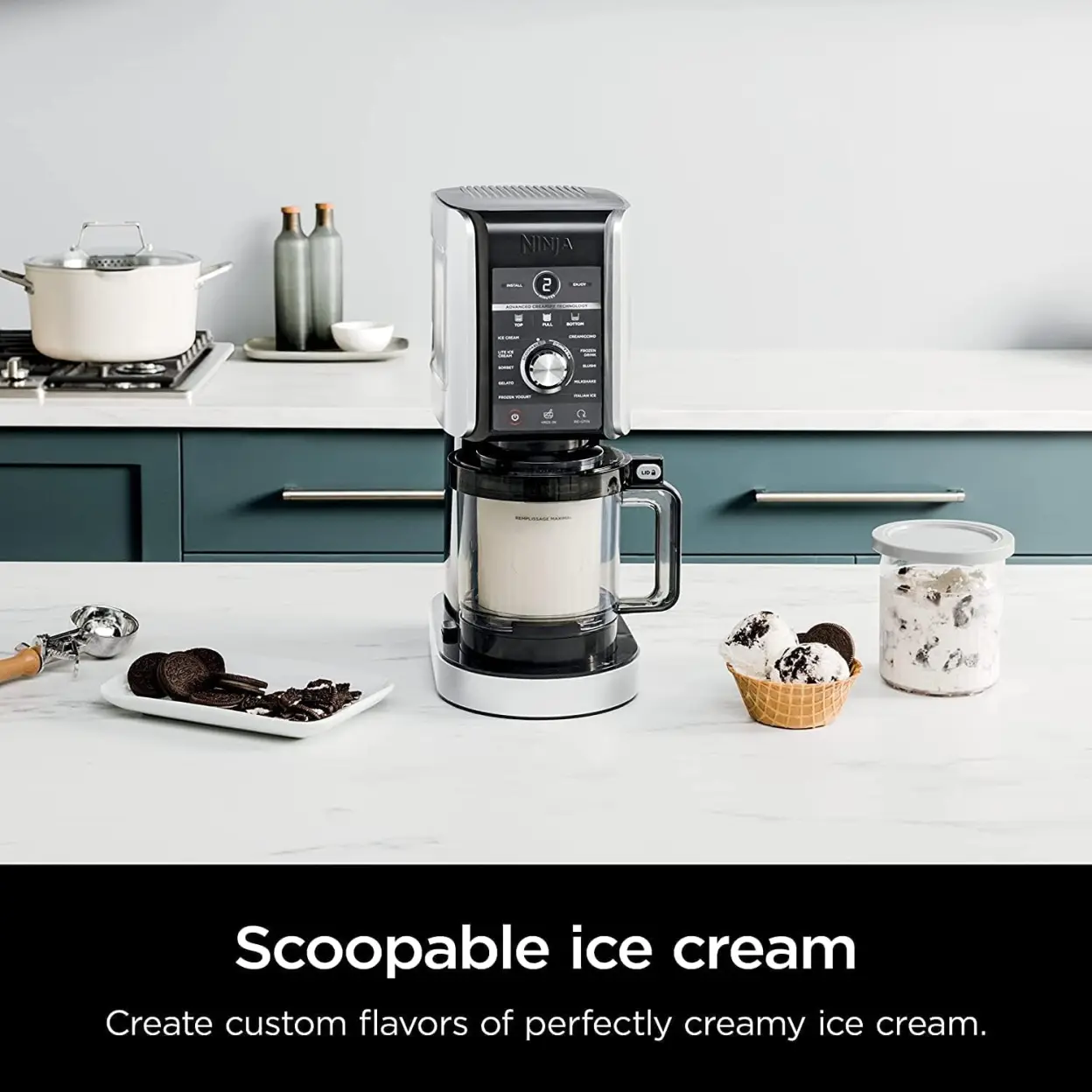 Ninja NC501 CREAMi Deluxe 11-in-1 Ice Cream & Frozen Treat Maker for Ice Cream, Sorbet, Milkshakes, Frozen Drinks & More, 11 Programs, with 2 XL Family Size Pint Containers Cherry Red
