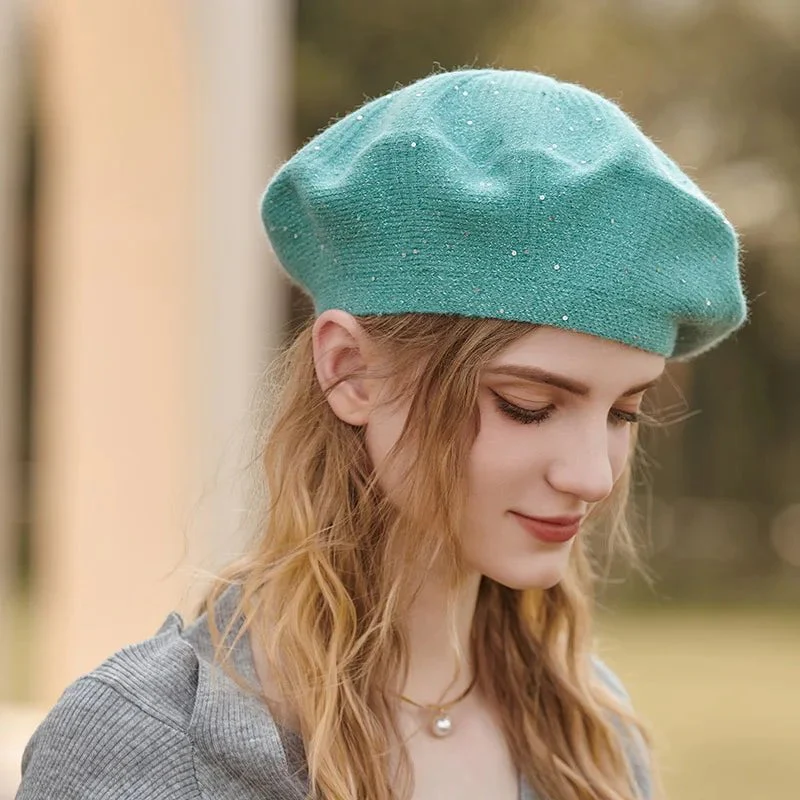 Béret femme à paillettes