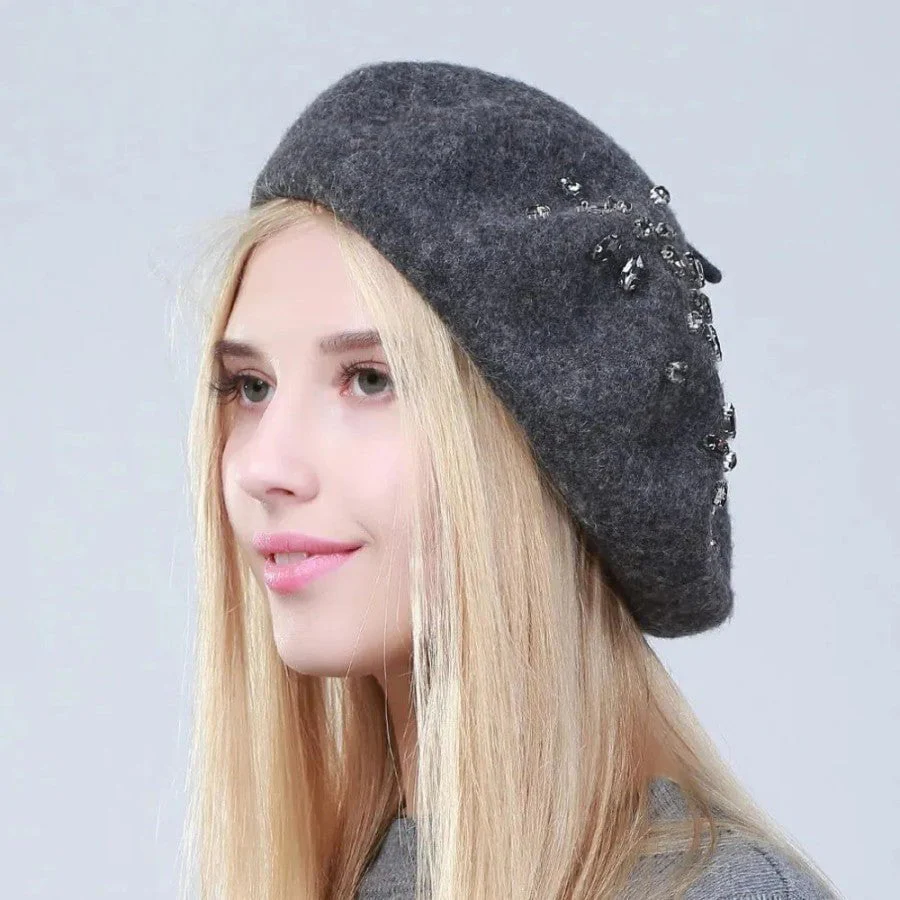 Béret femme en laine et strass