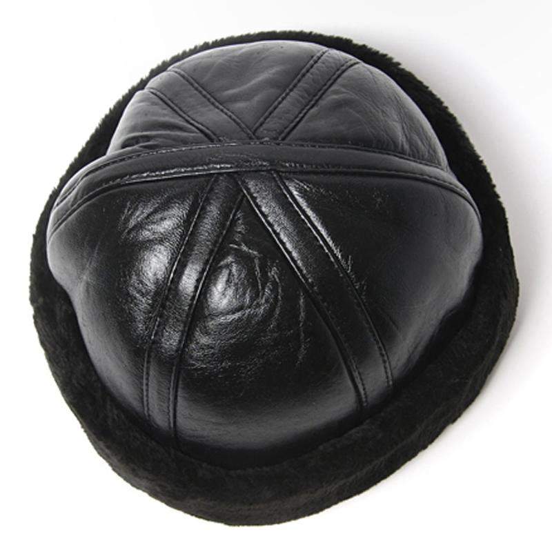 Chapeau D'hiver en cuir noir