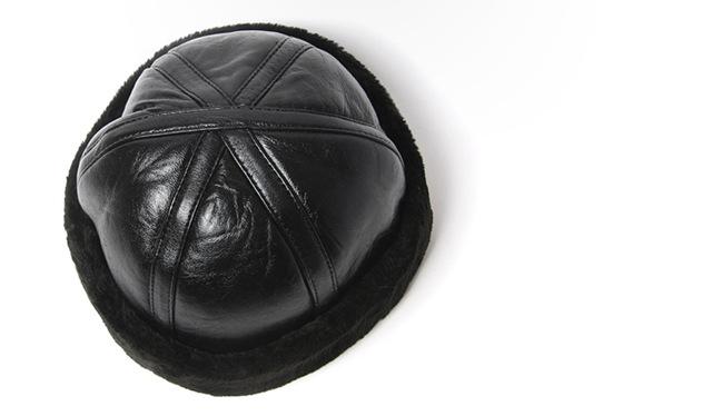 Chapeau D'hiver en cuir noir