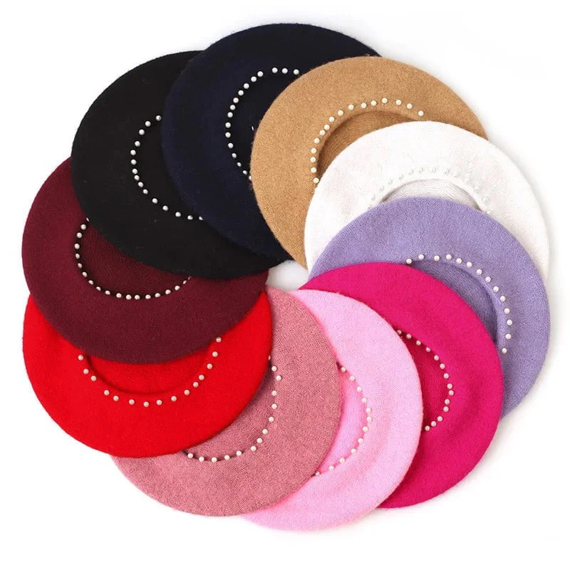 Béret en laine perlé