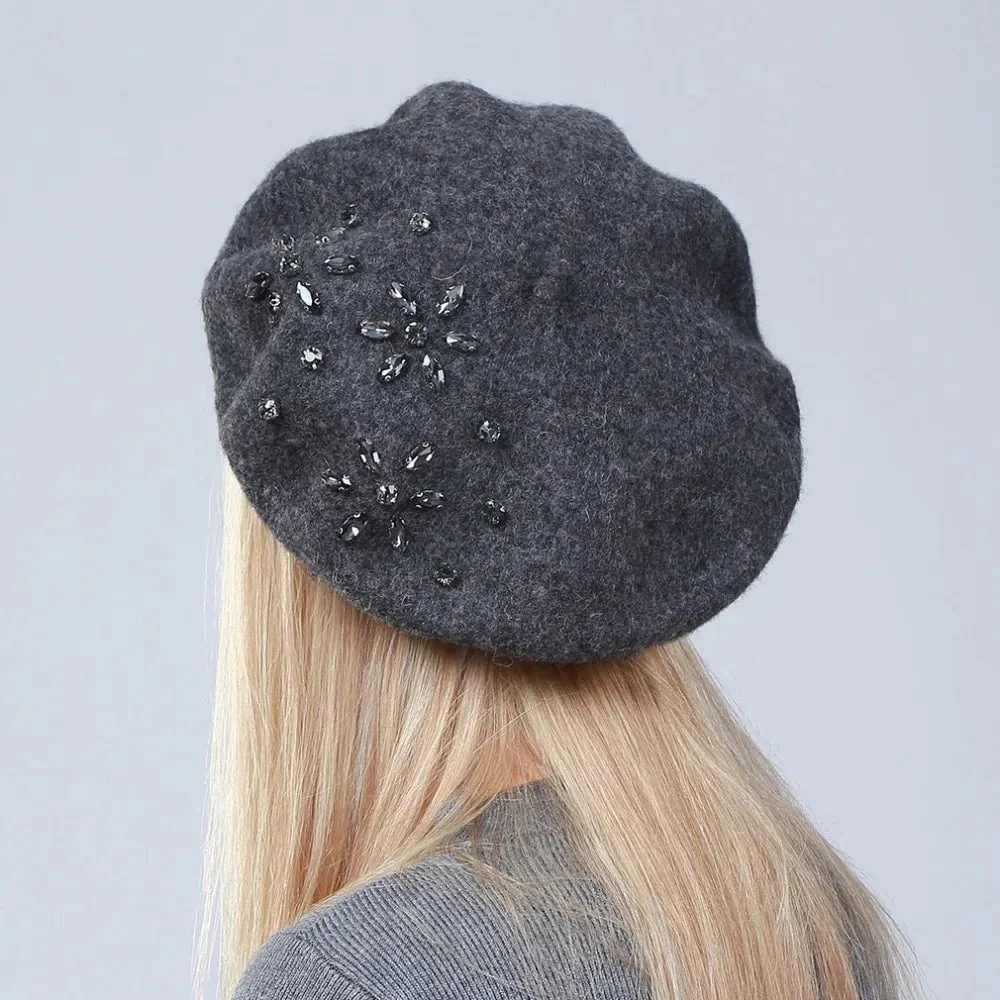 Béret femme en laine et strass
