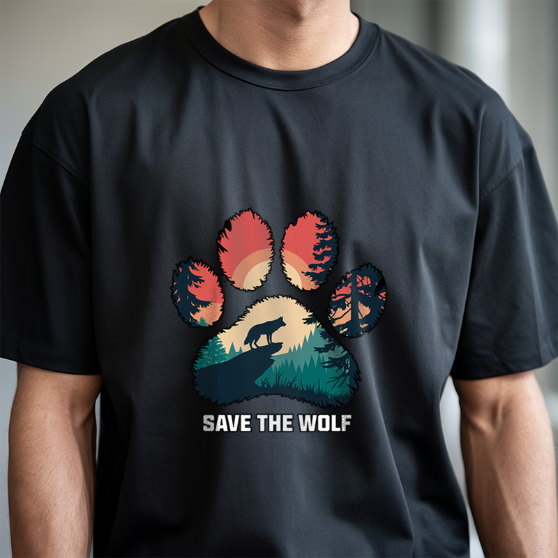 Wild Sunset Wolf Paw Print Tee