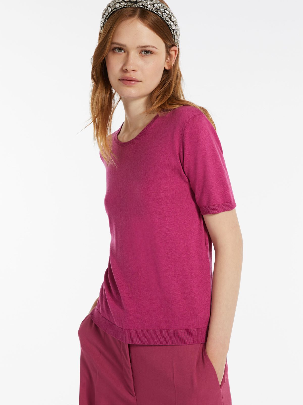 T-shirt in filato di seta e cotone