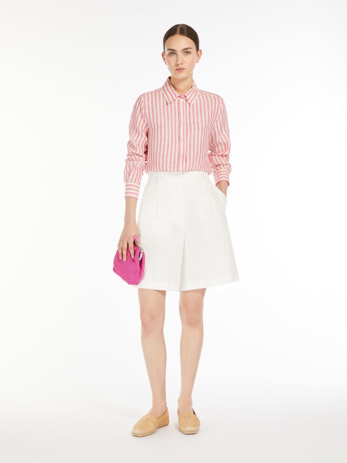 Camicia classica in lino a righe