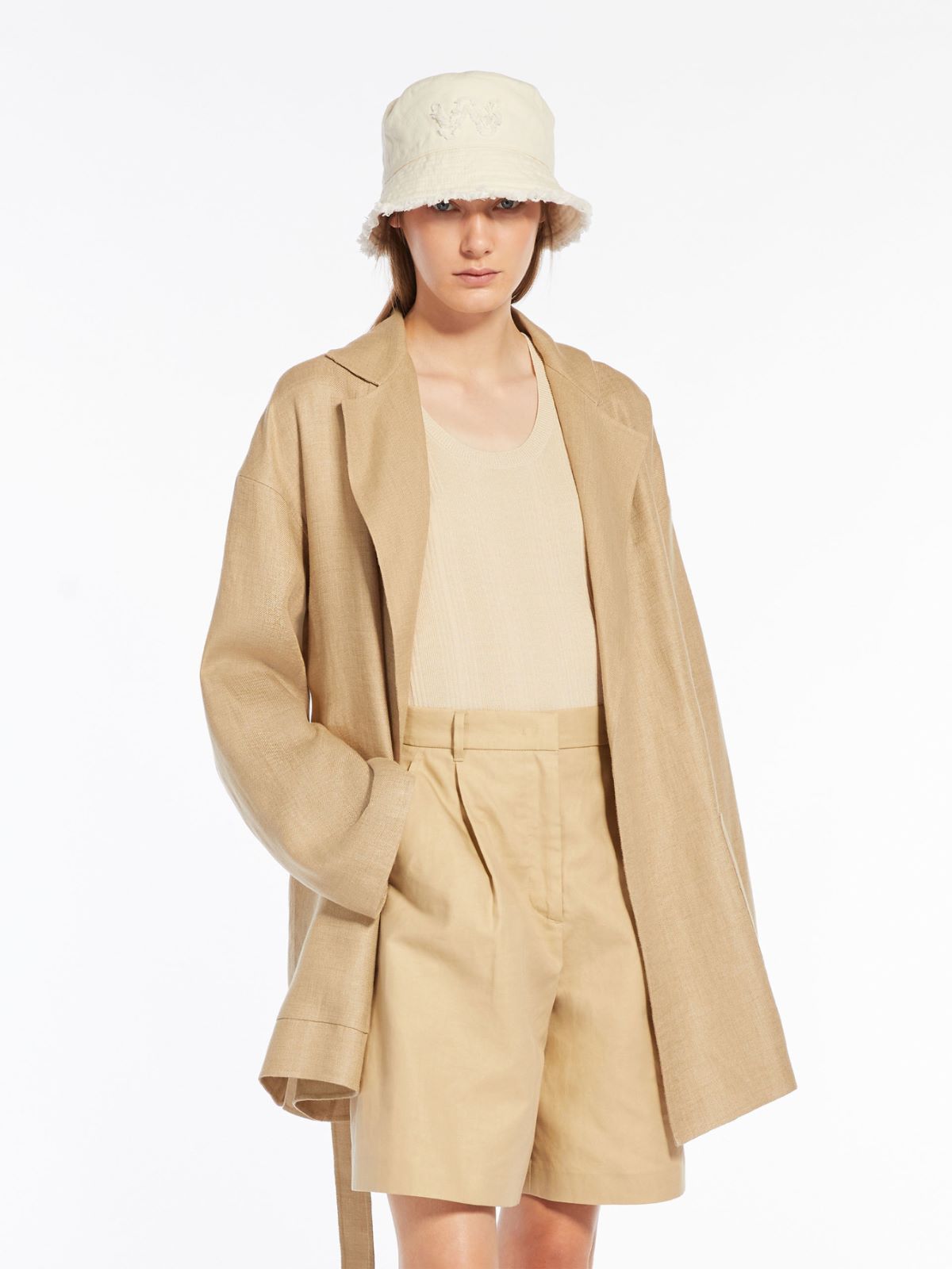 Giacca a vestaglia in lino e cotone