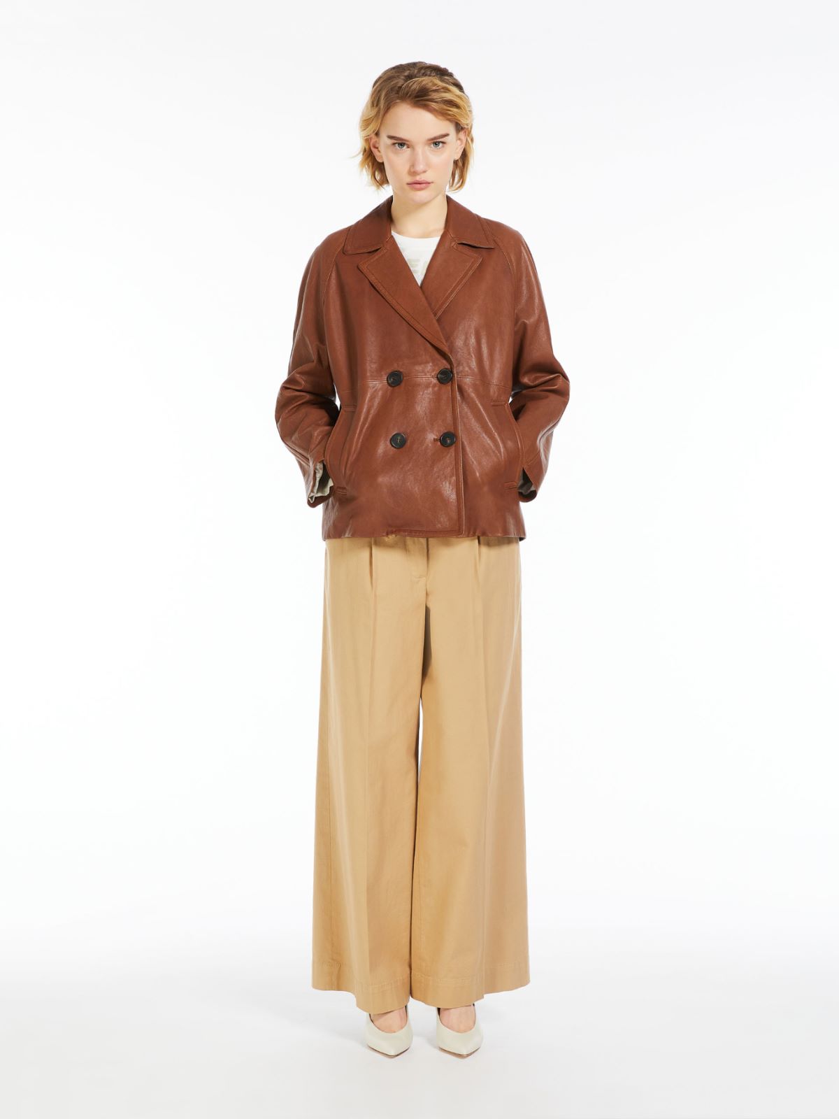 Caban doppiopetto in pelle