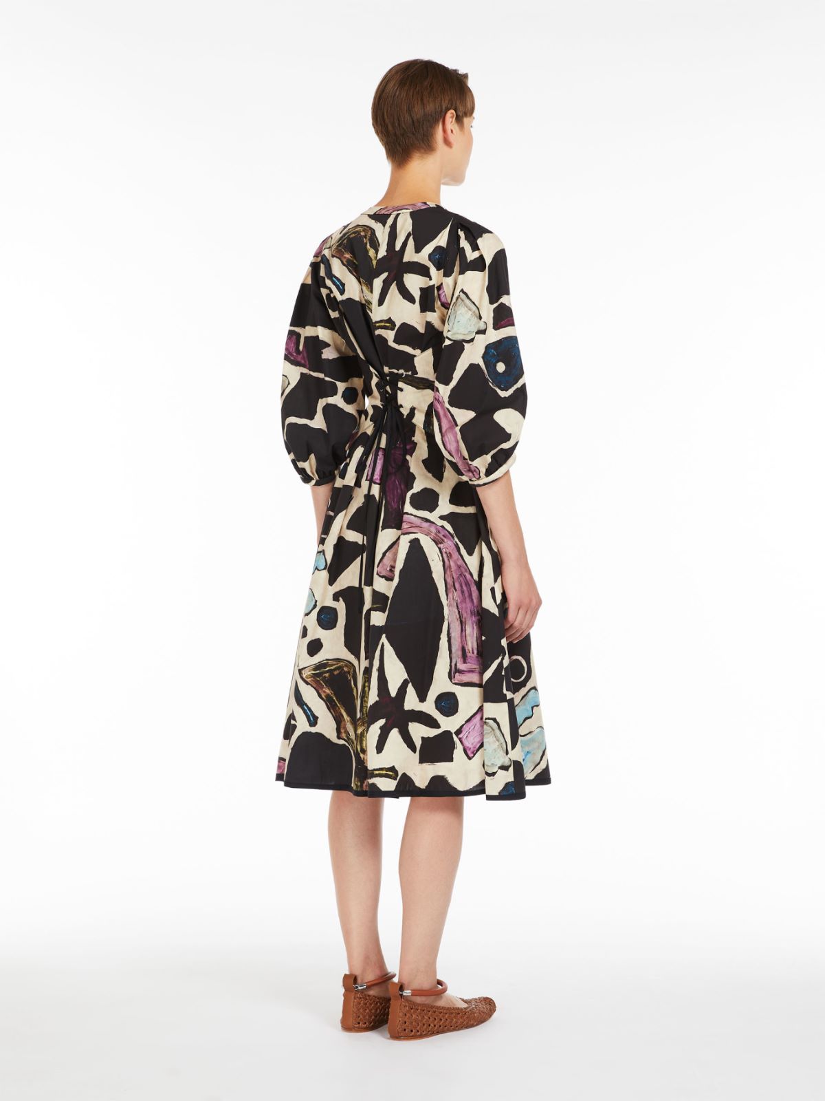 Abito midi in popeline stampato