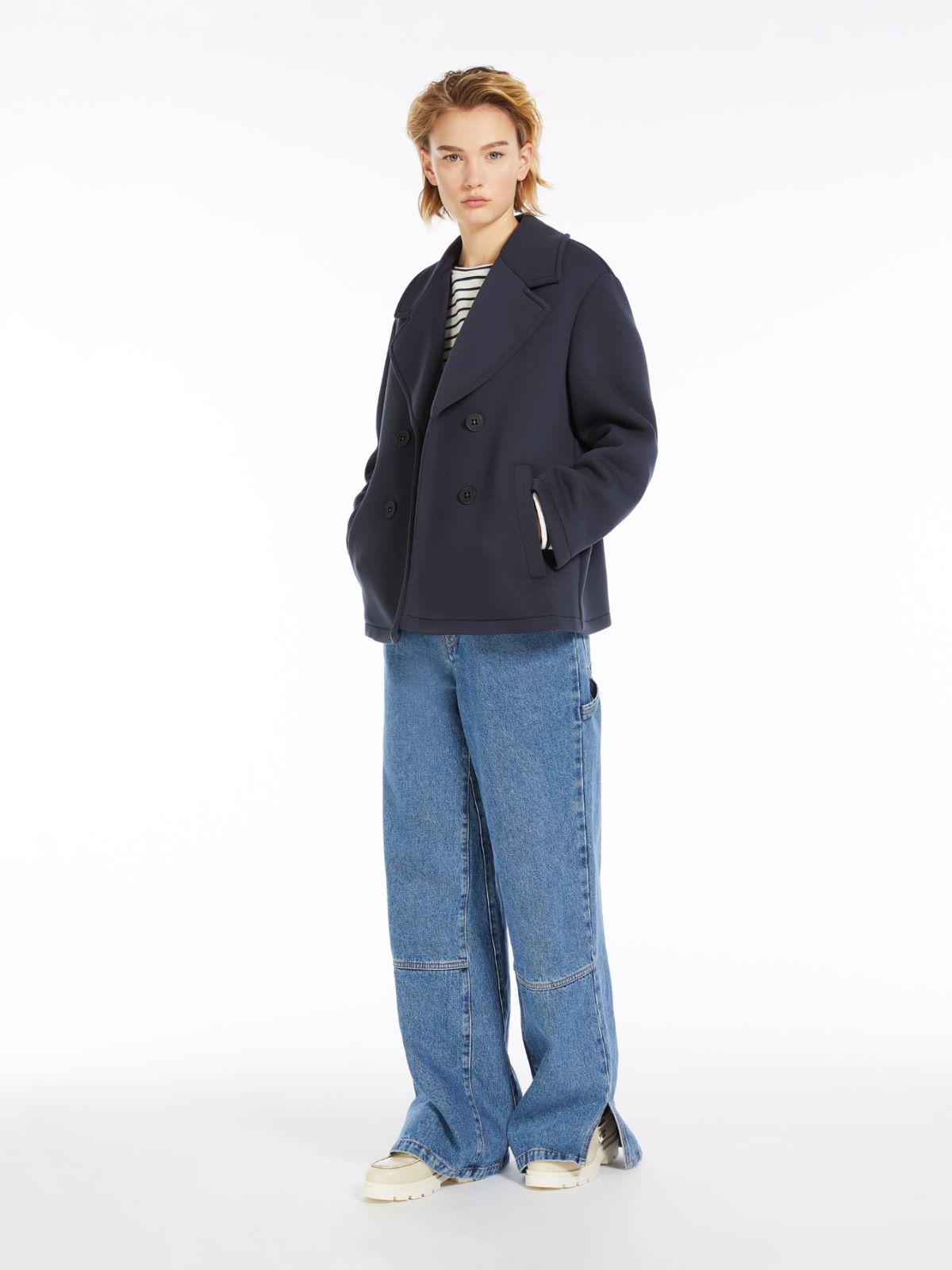 Caban corto in jersey piquet