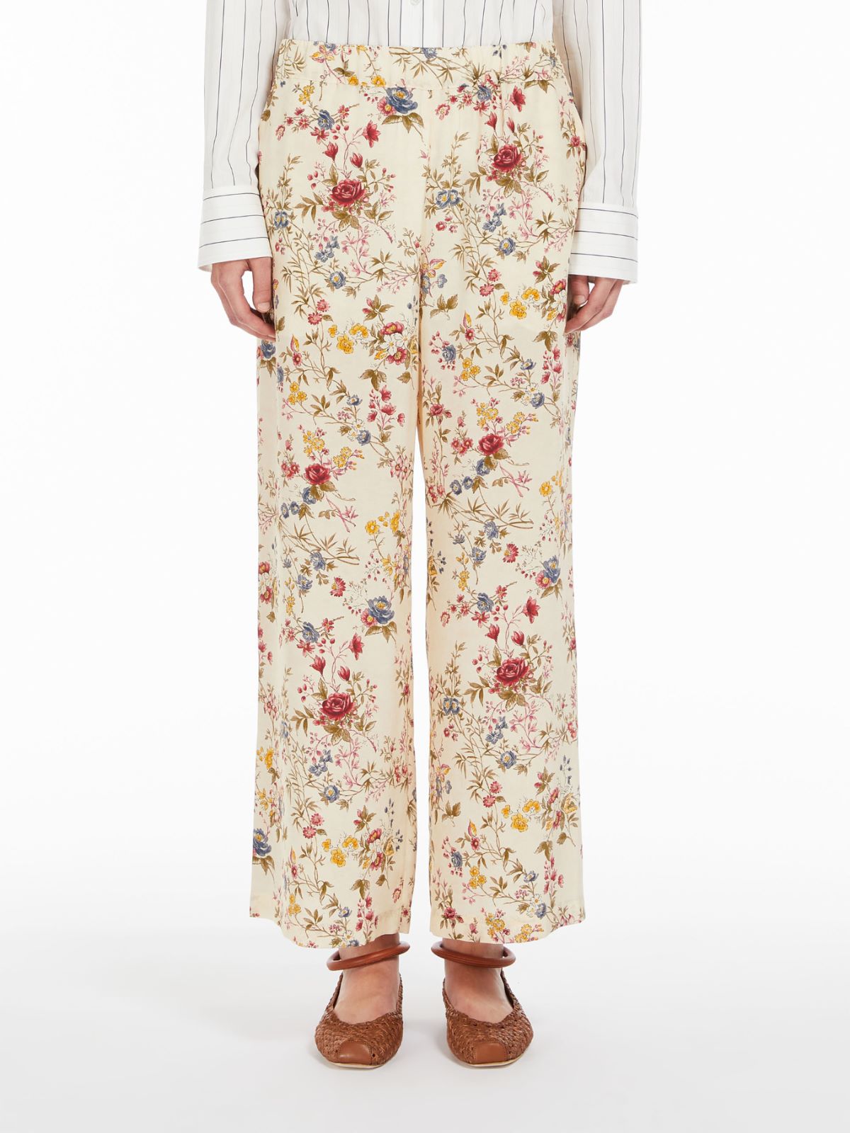 Pantalone crop in seta stampata