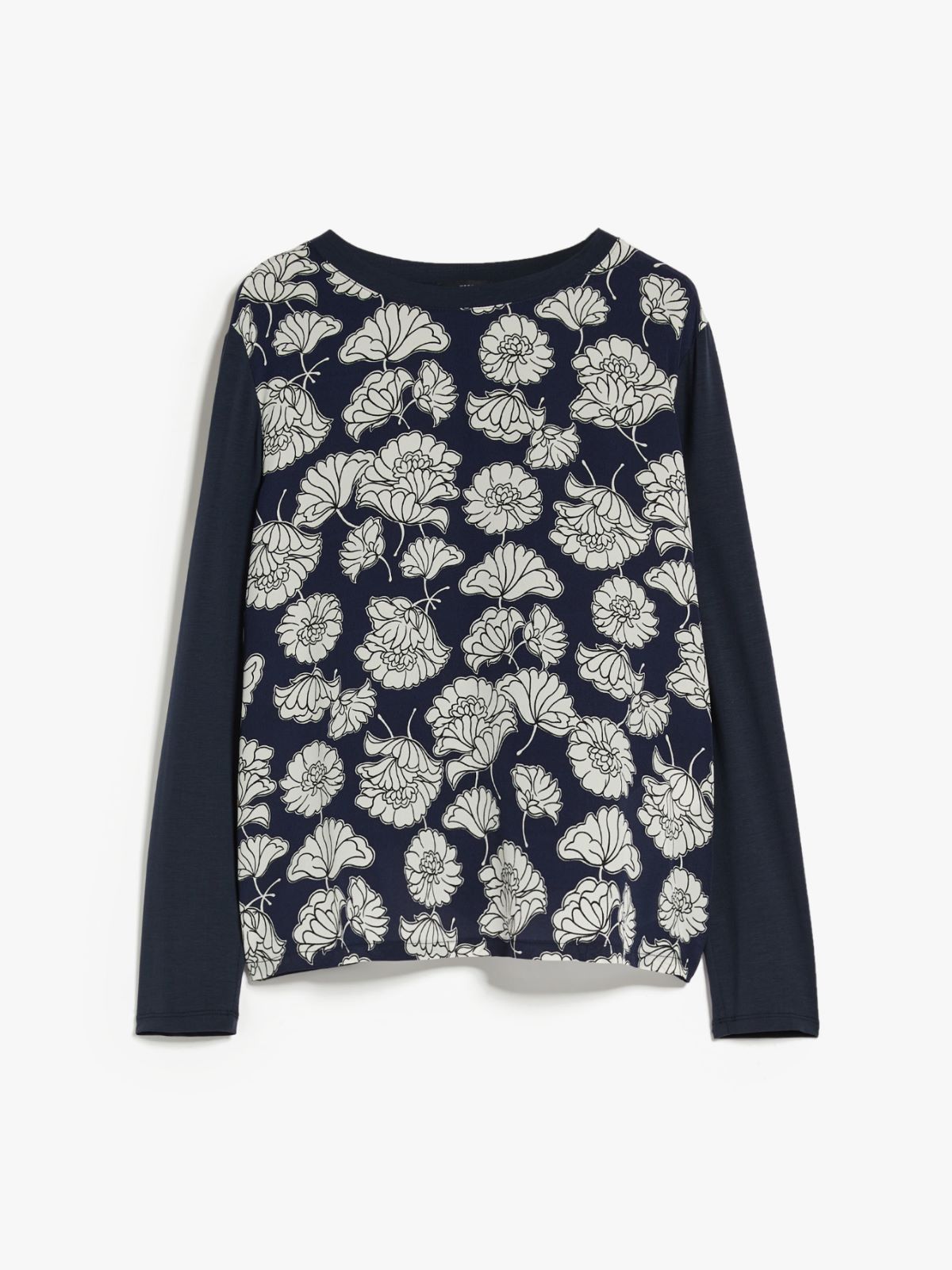 T-shirt in seta stampata e jersey