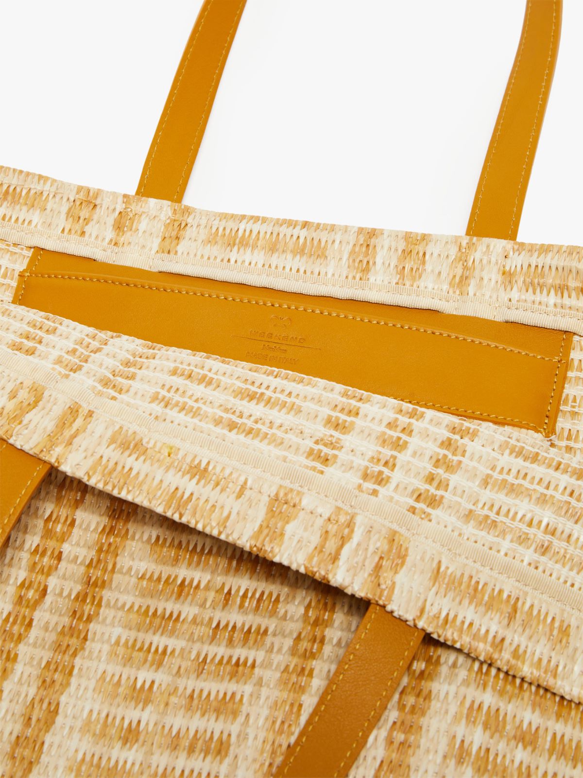 Borsa shopping effetto rafia jacquard