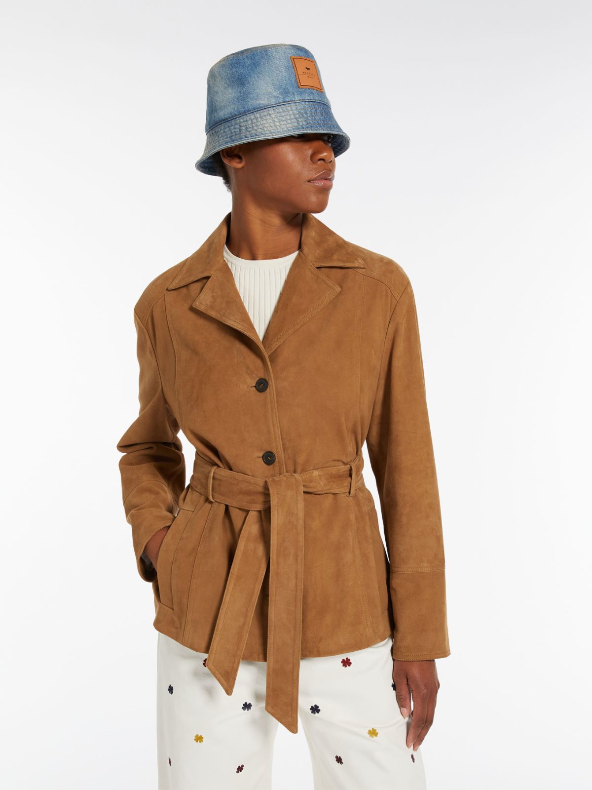 Giacca in pelle scamosciata