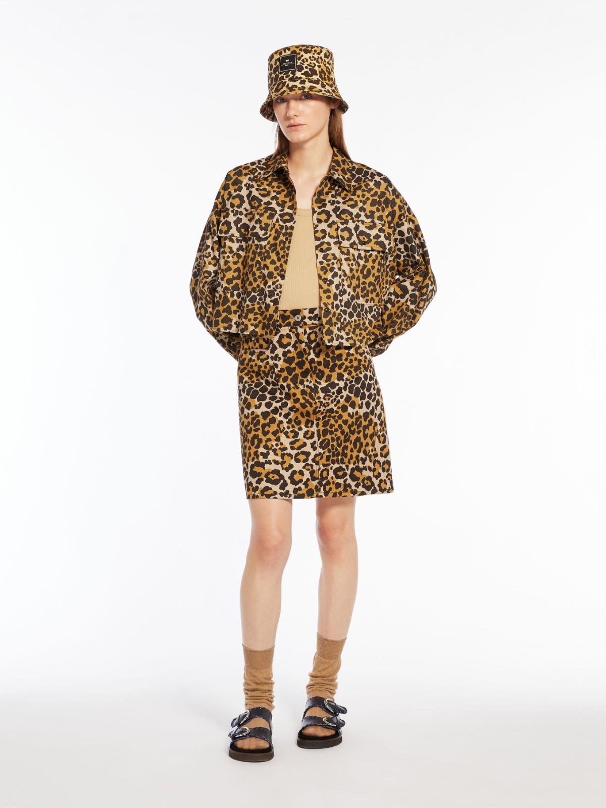 Gonna mini in cotone stampato