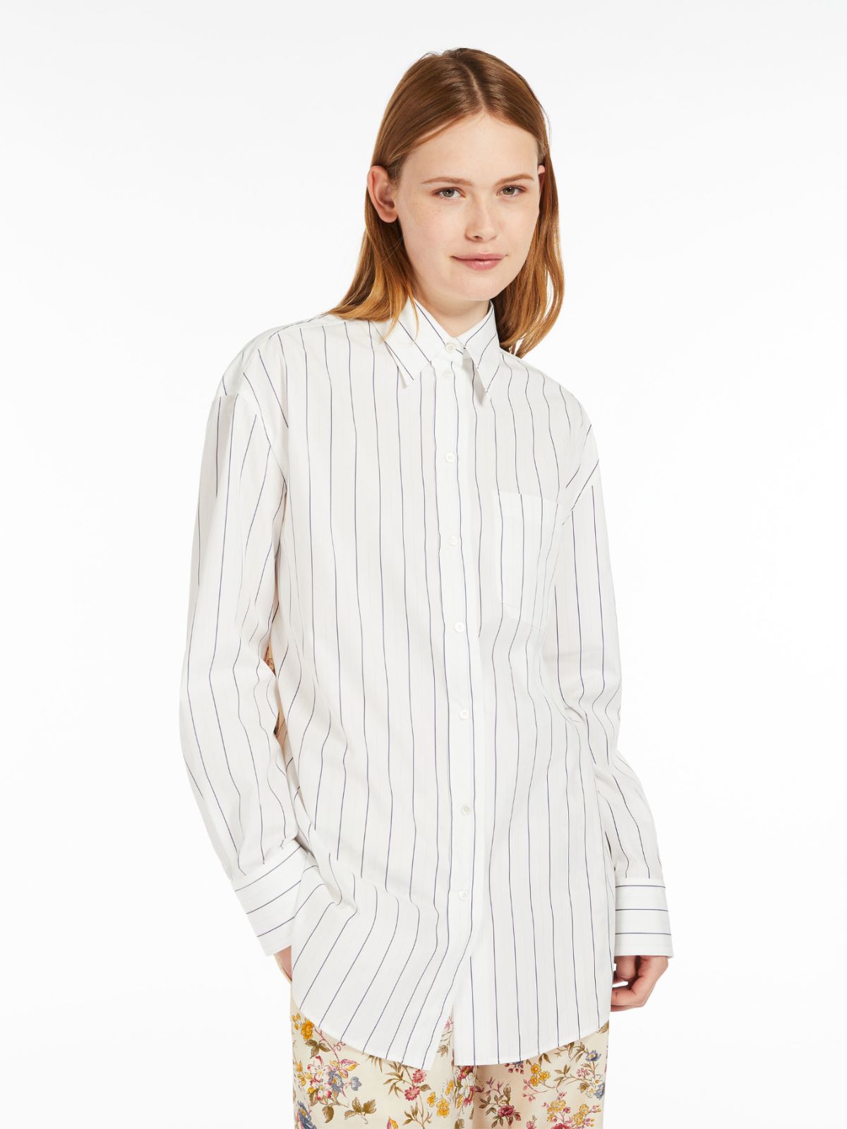 Camicia in cotone a righe e seta