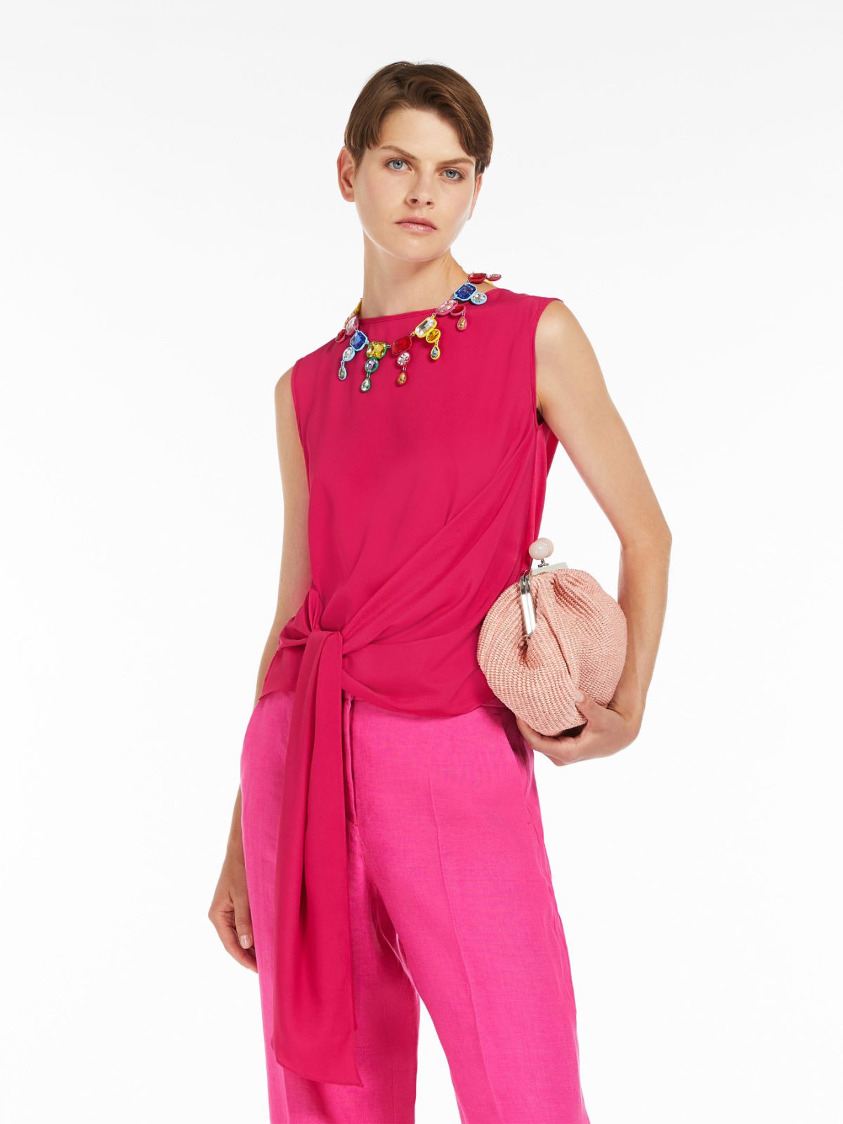 Top in jersey e crêpe