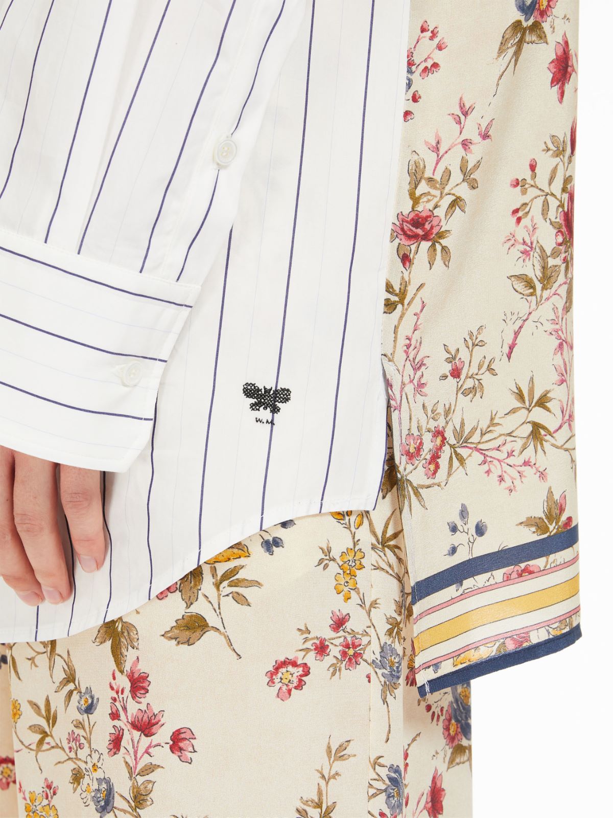 Camicia in cotone a righe e seta