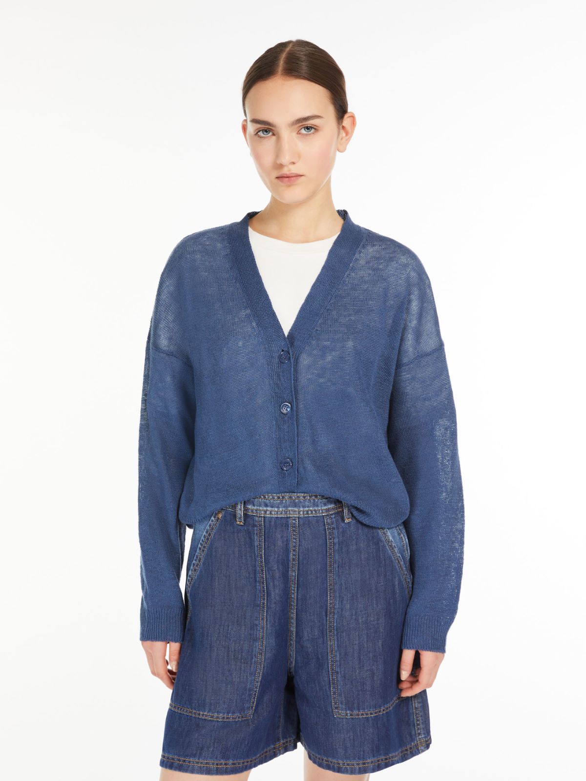 Cardigan in filato di lino