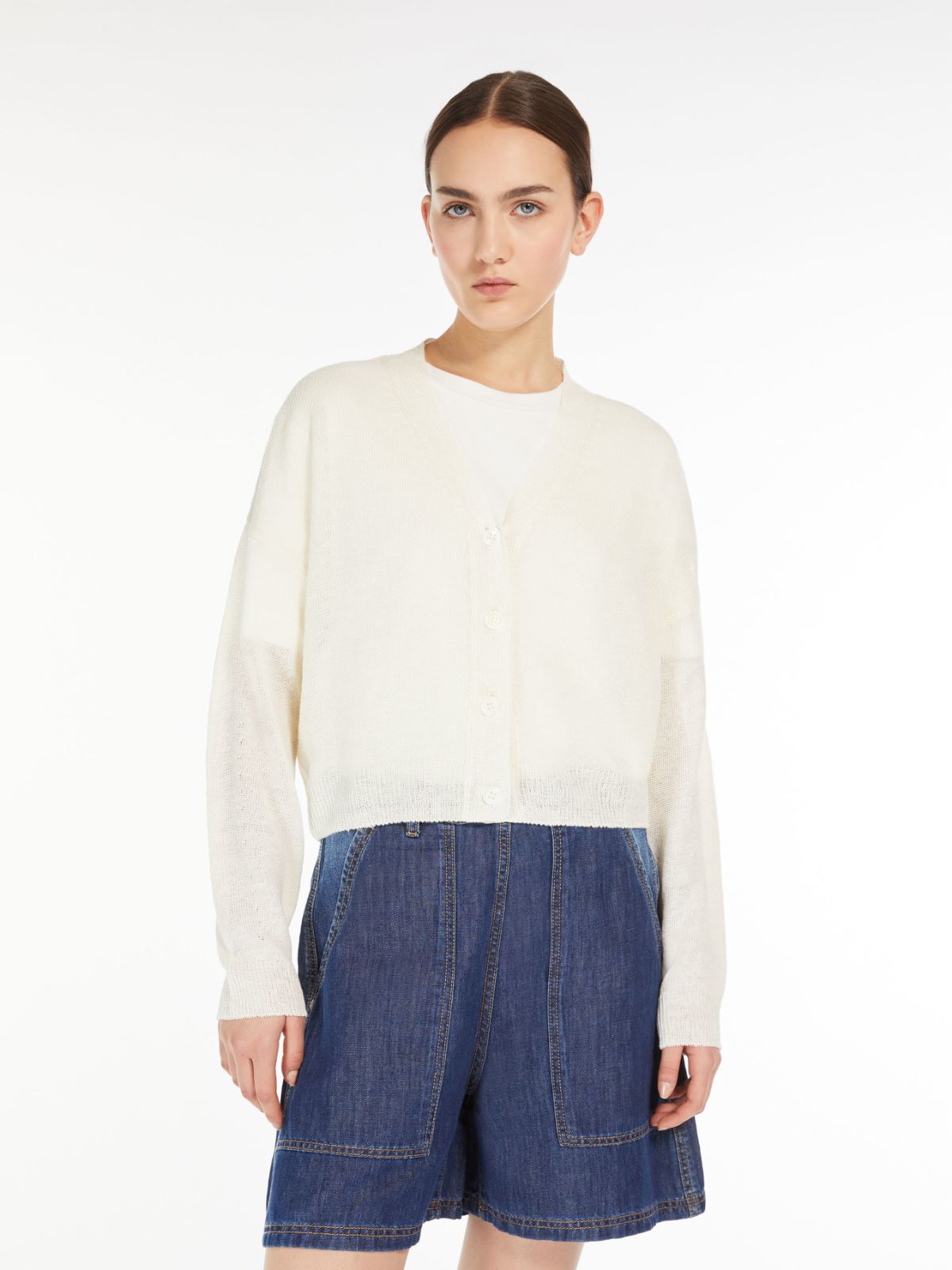 Cardigan in filato di lino