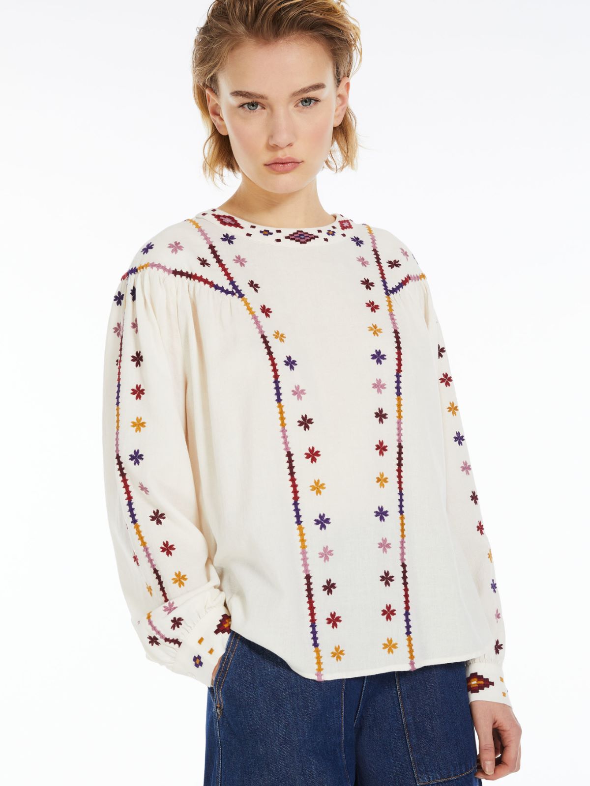 Blusa in sablé di cotone