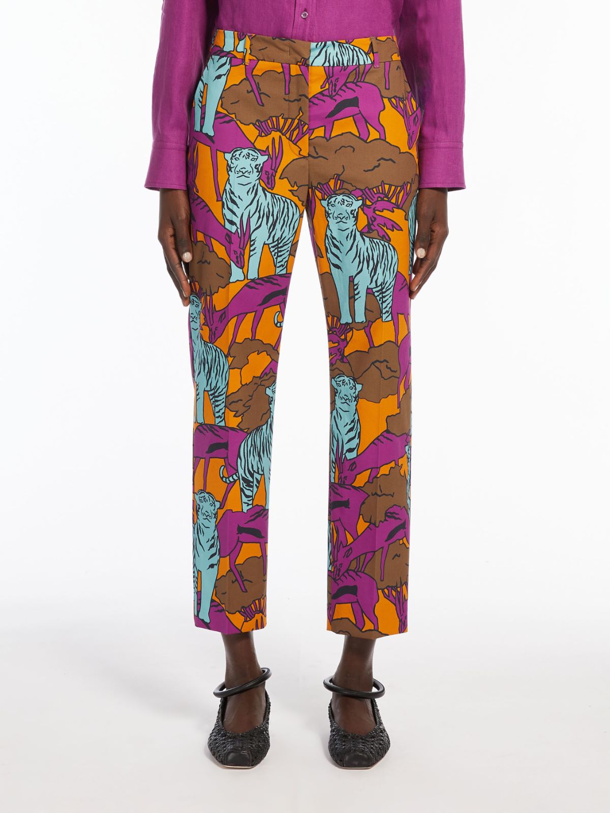 Pantalone a sigaretta in cotone stampato