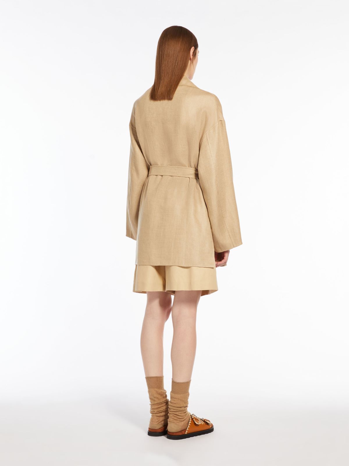 Giacca a vestaglia in lino e cotone